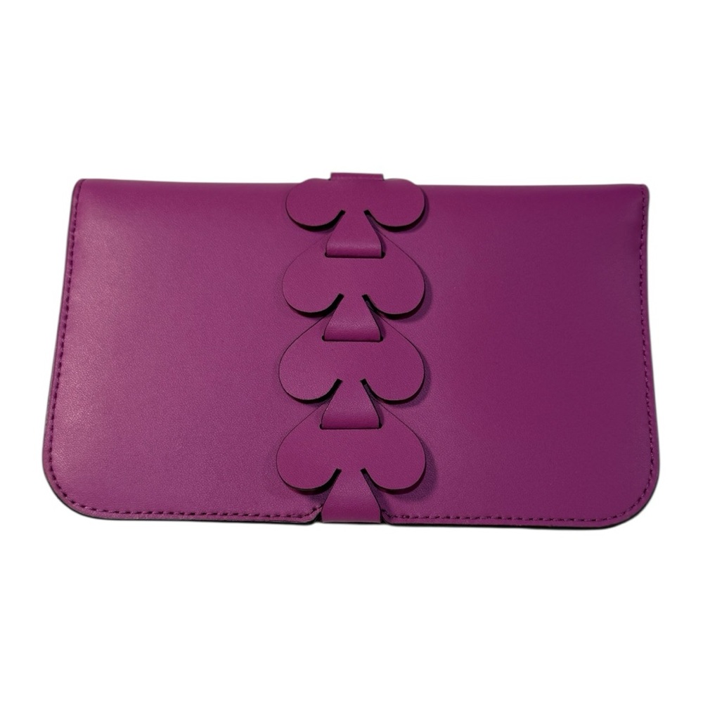 Kate Spade Nadine Woven Spade Bauhinia Leather Fold Medium Wallet Clutch